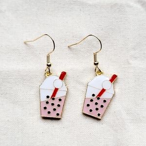 Pink Boba Milk Tea Earring